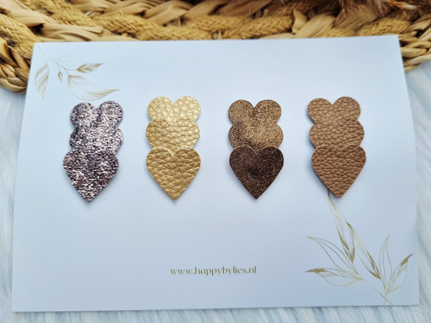 Leatherlook anti-slip haarspeldjes Luna hart