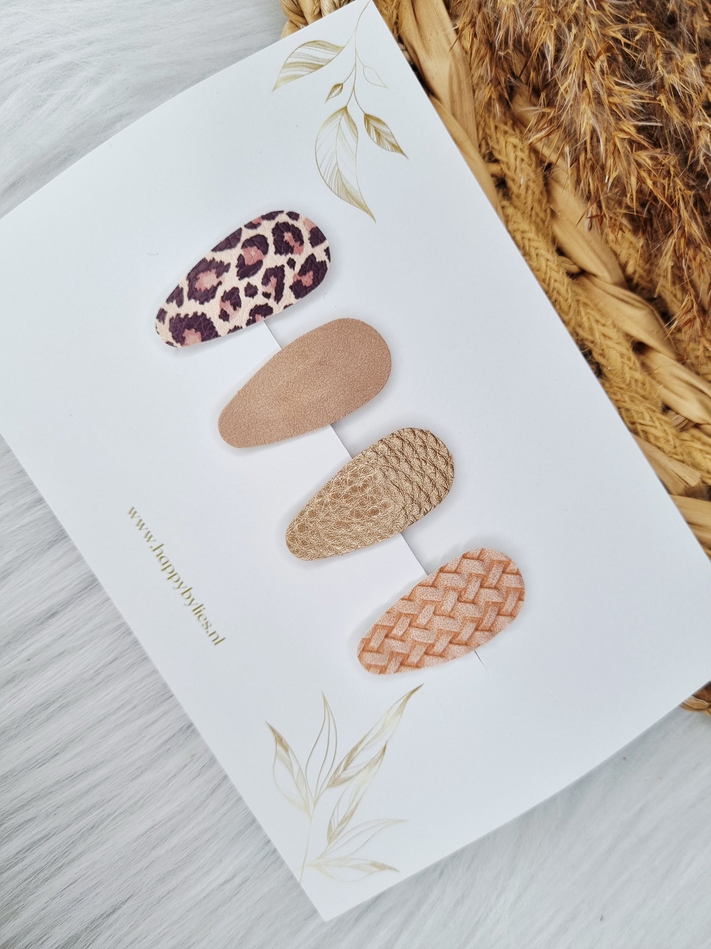 Leatherlook haarspeldjes Mira ovaal