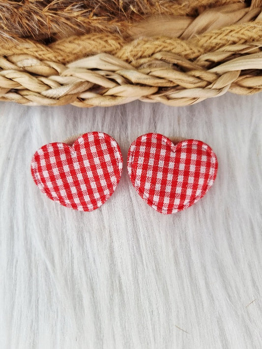 Mini haarelastiekjes Hart ruitjes 2 stuks rood