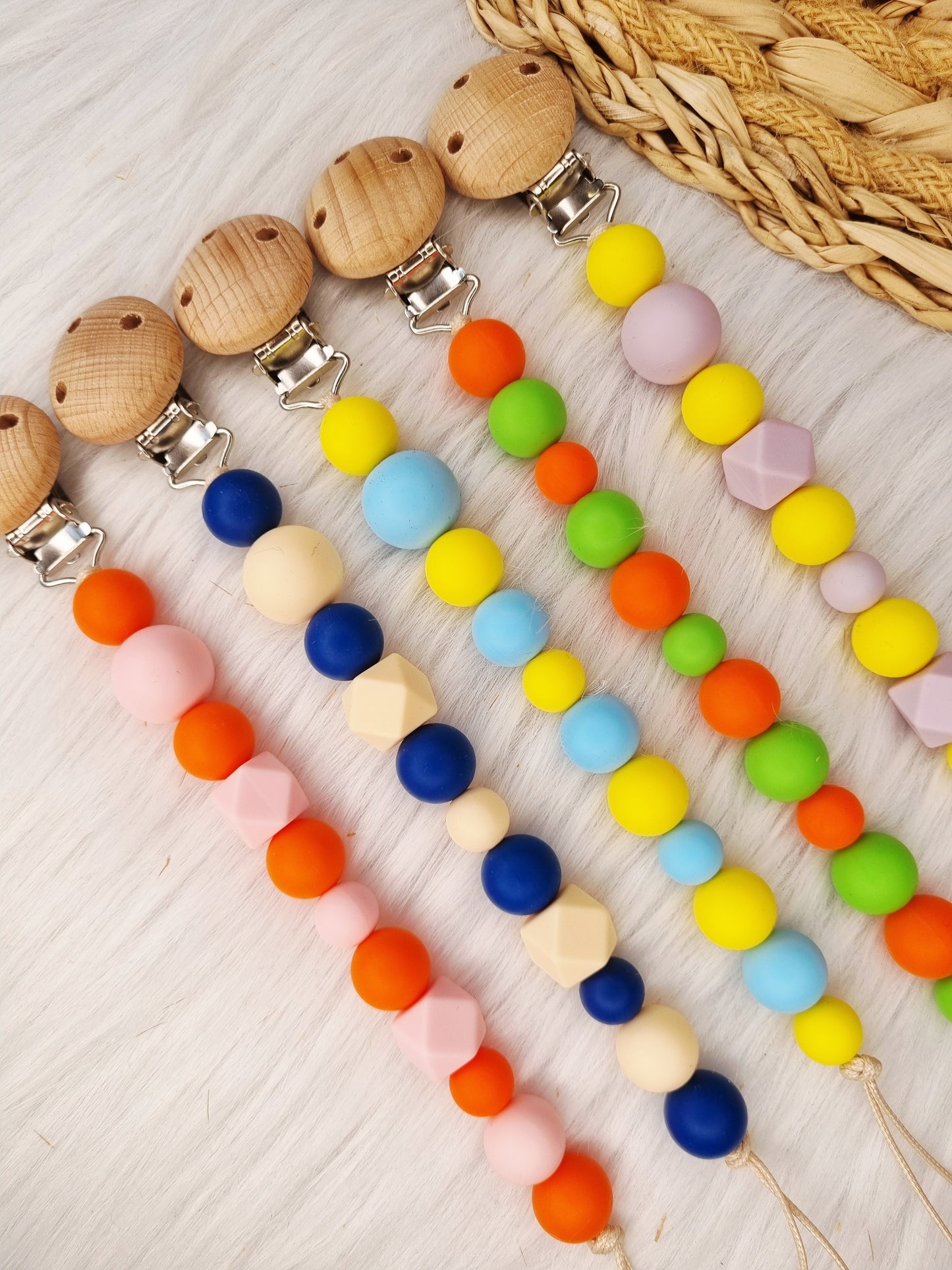 Speenkoord met naam - Colorblocking