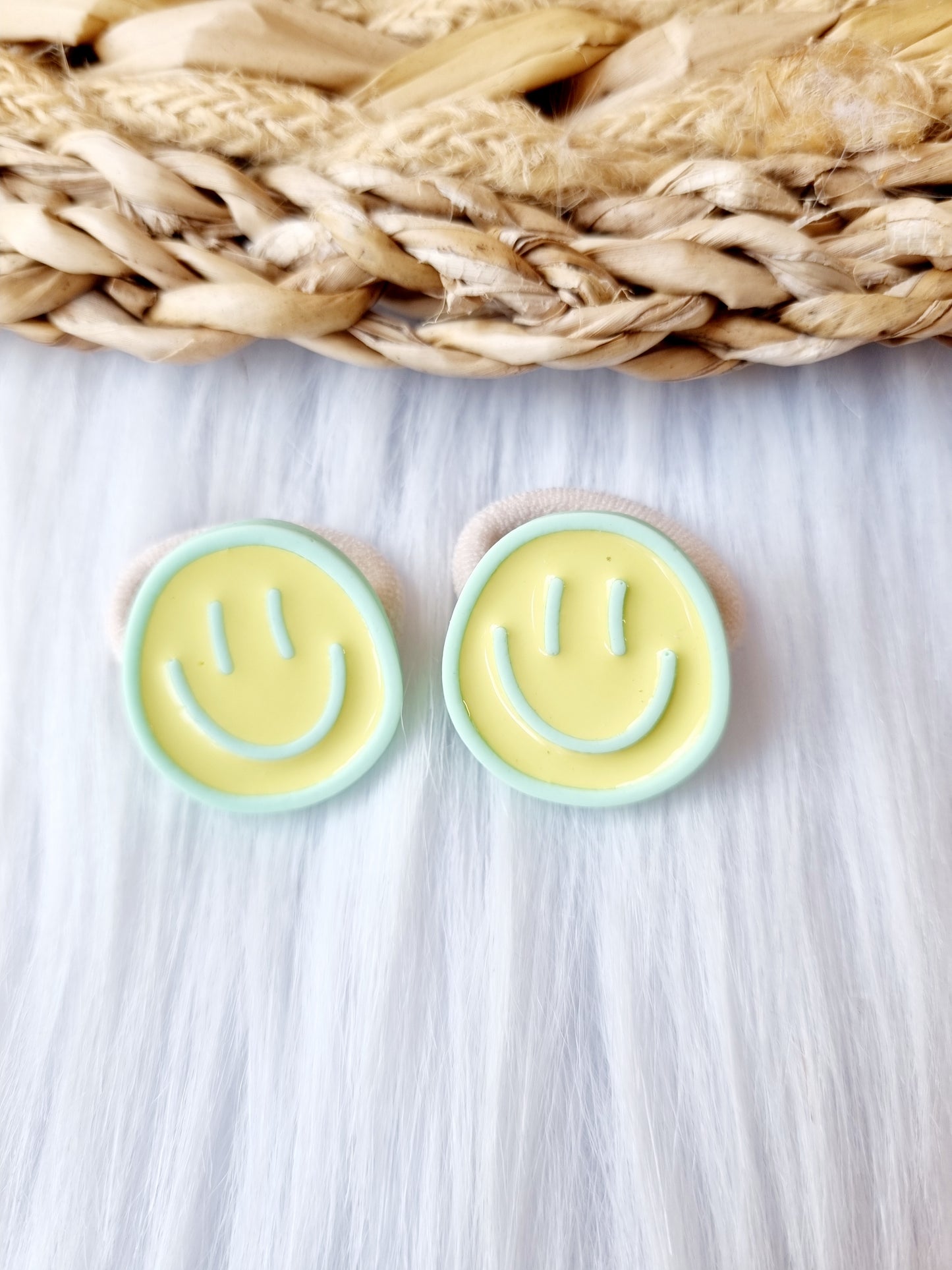 Mini haar elastiekjes smilie 2 stuks geel