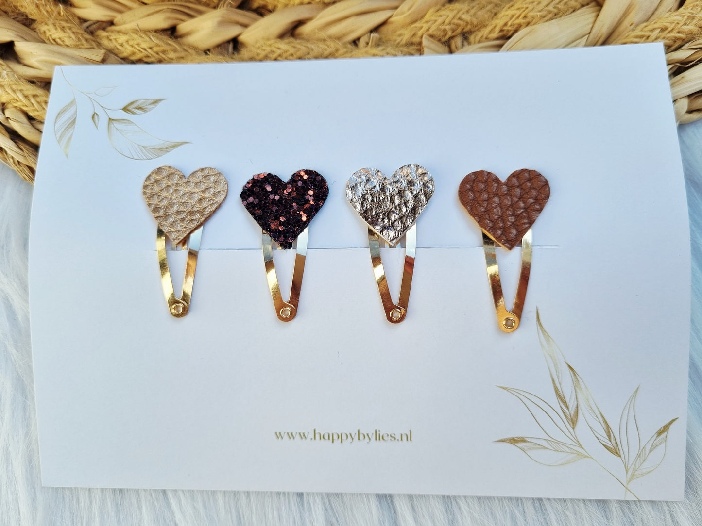 Leatherlook haarspeldjes Lois hart