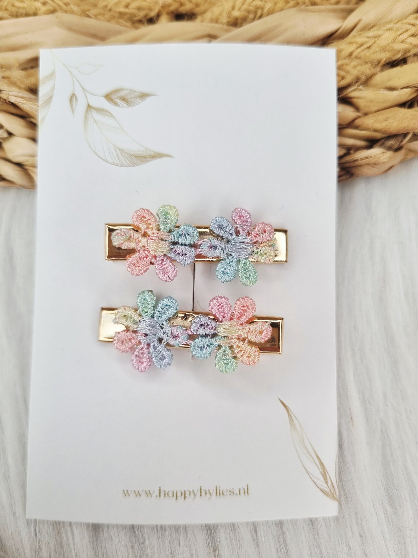 Haarspeldje Aligator flower pastel 2 stuks