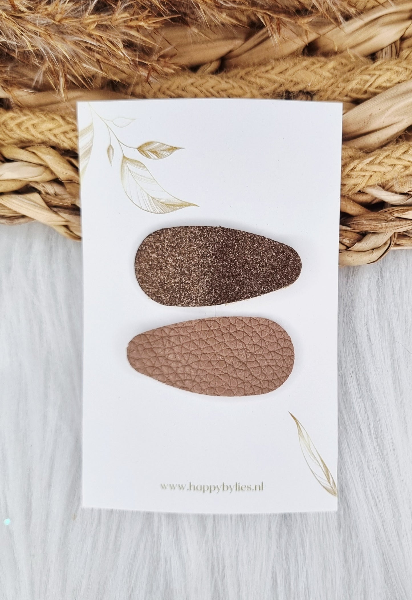 Leatherlook haarspeldjes Dua ovaal