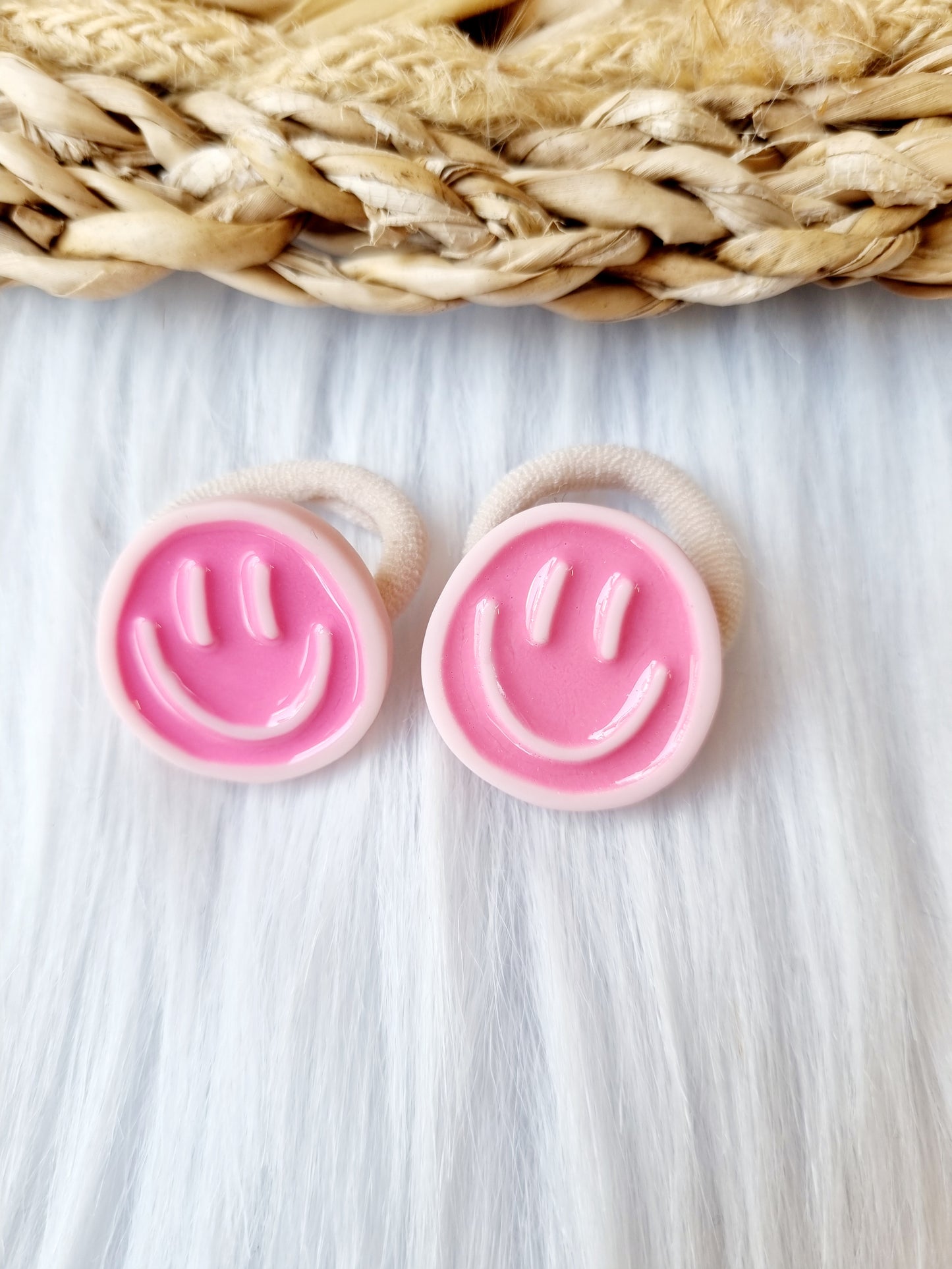 Mini haar elastiekjes smilie 2 stuks roze