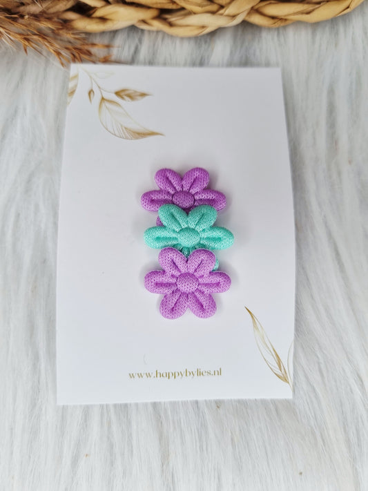 Anti-slip haarspeldje bloem soft mix paars, mint