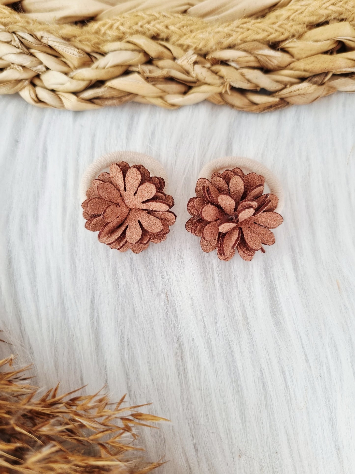 Mini haarelastiekjes aster 2 stuks bruin
