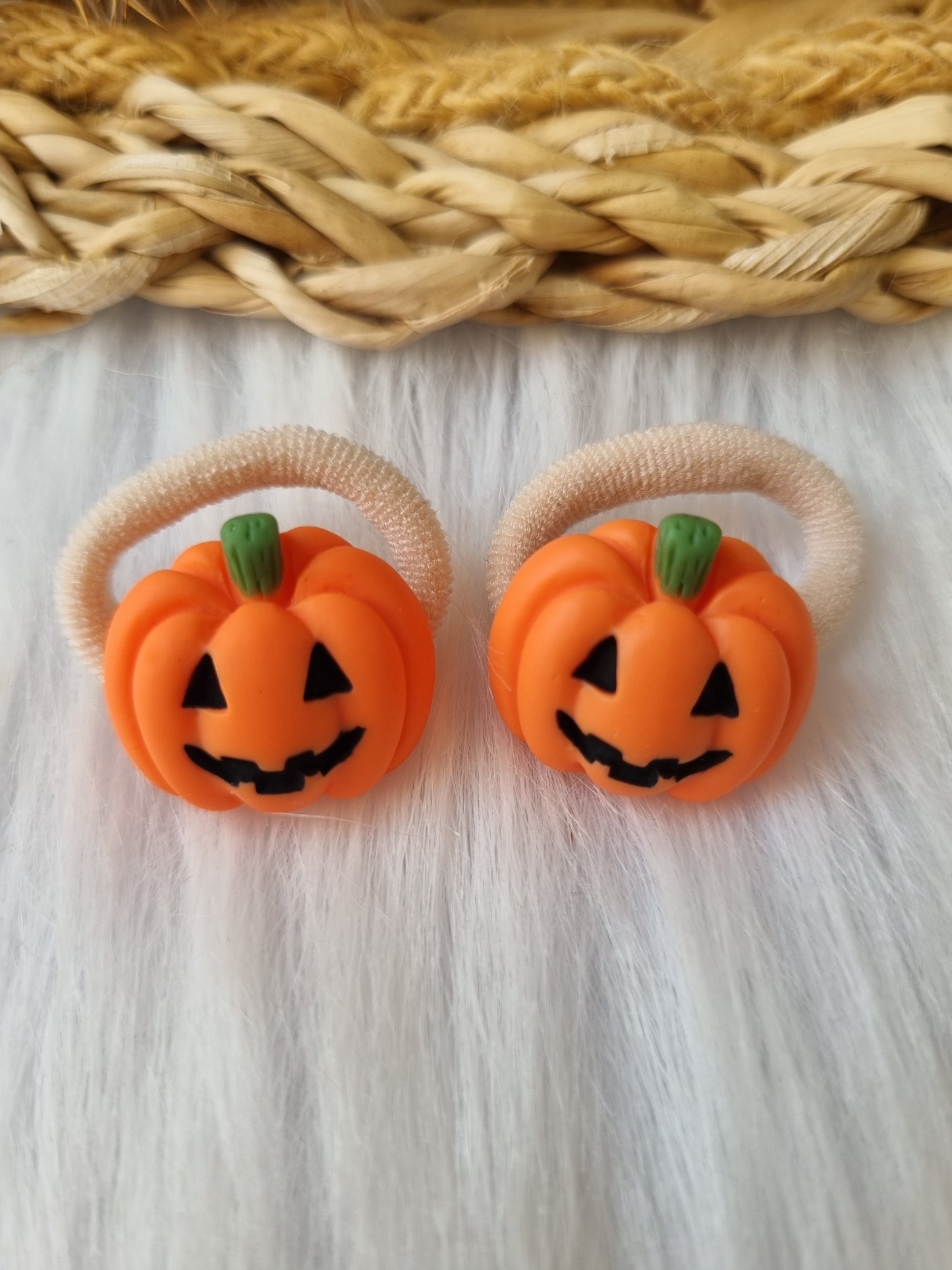 Mini haarelastiekjes Pompoen 2 stuks (halloween)