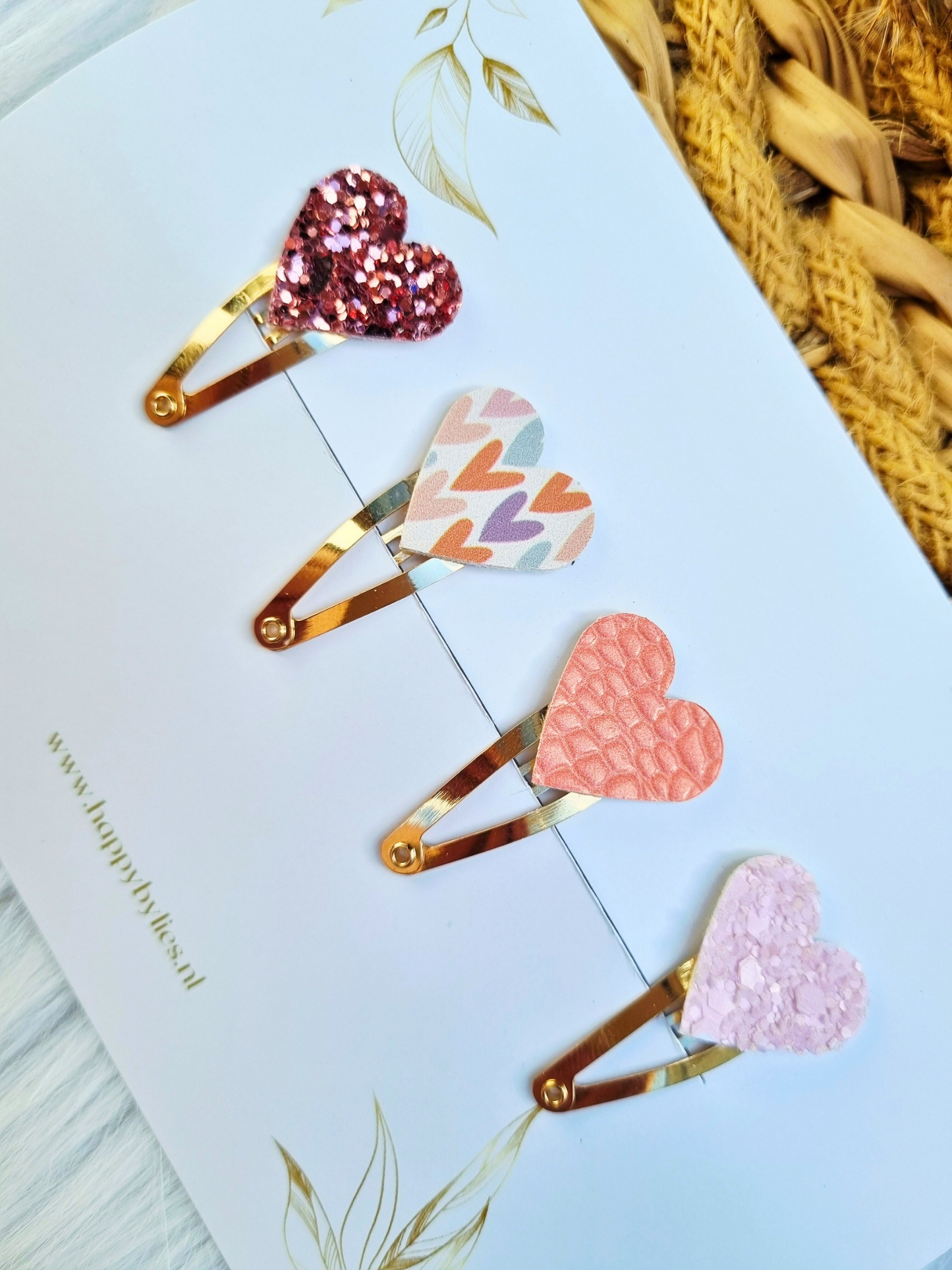 Leatherlook haarspeldjes Elin hart