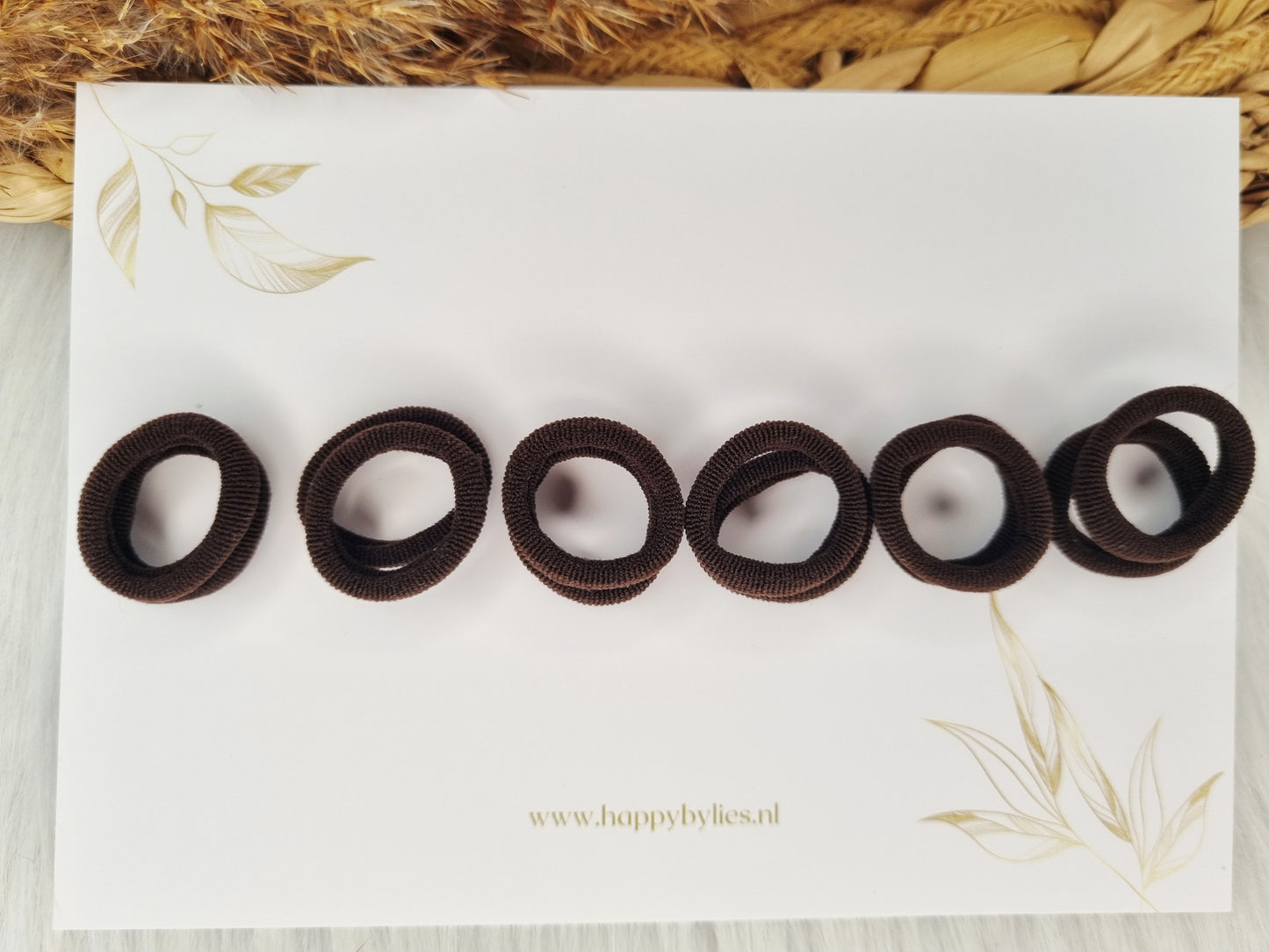 Mini haarelastiekjes donkerbruin 12 stuks