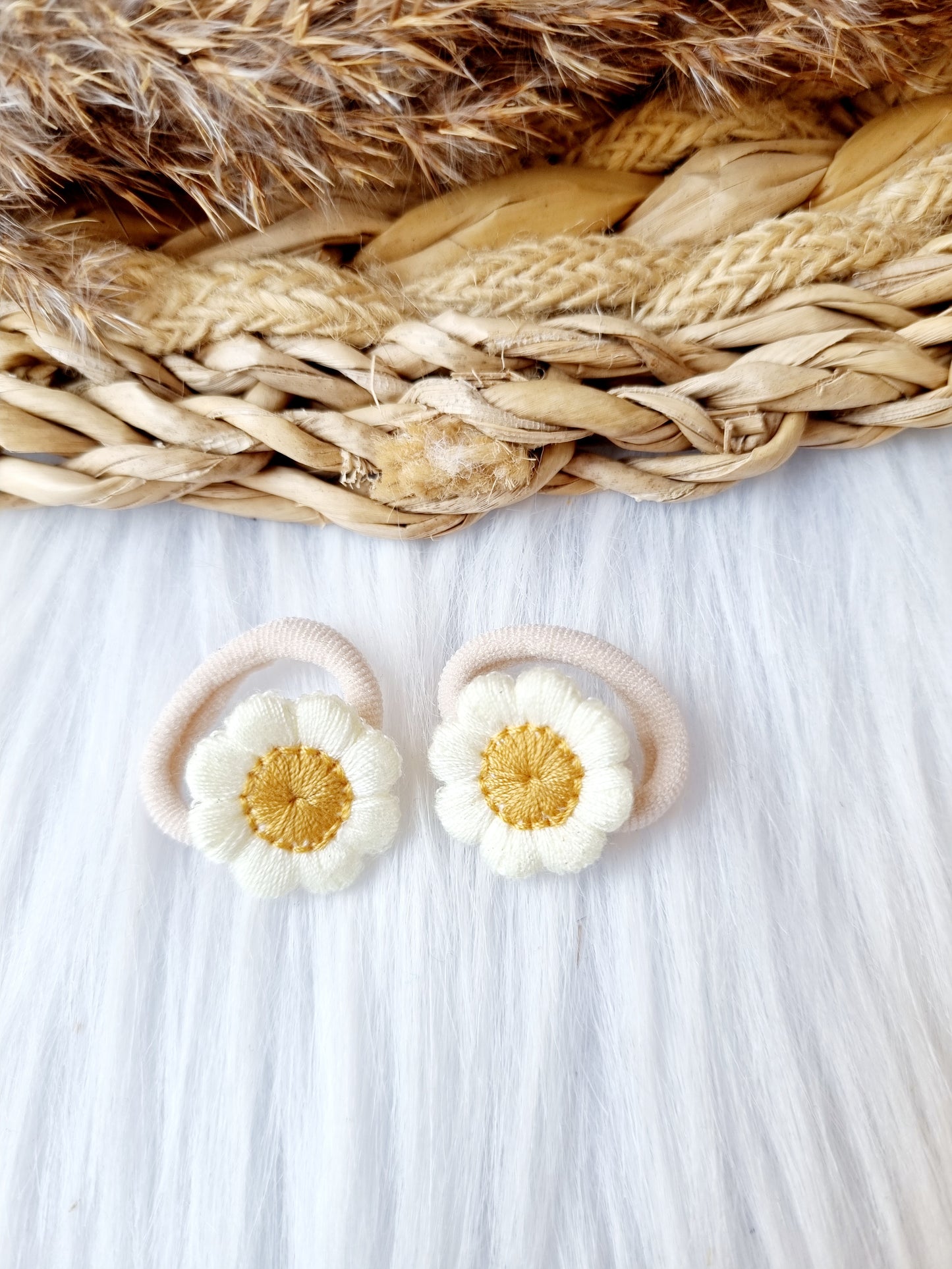 Mini haar elastiekjes jasmin 2 stuks creme