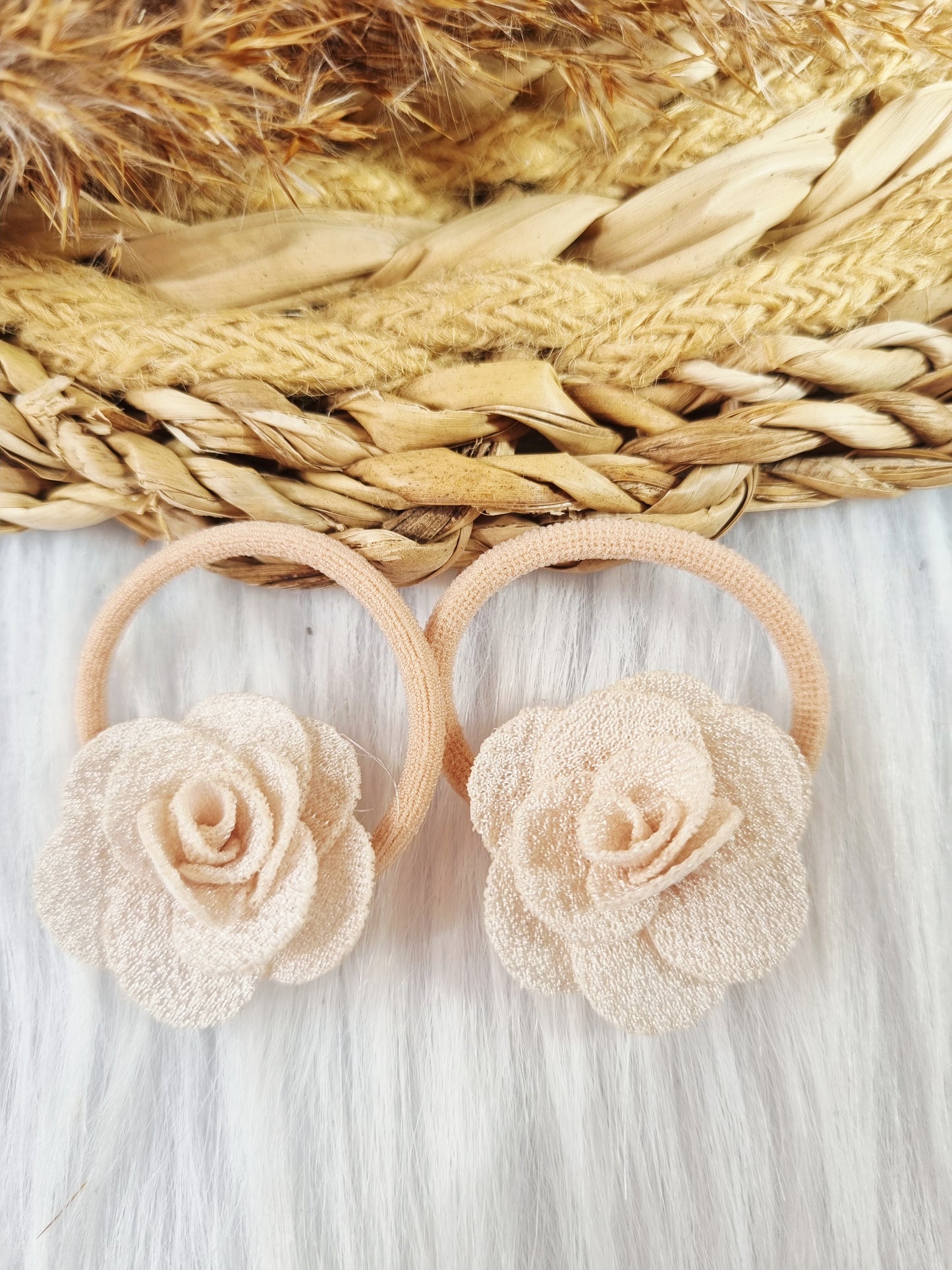 Mini haarelastiekjes Roos beige 2 stuks
