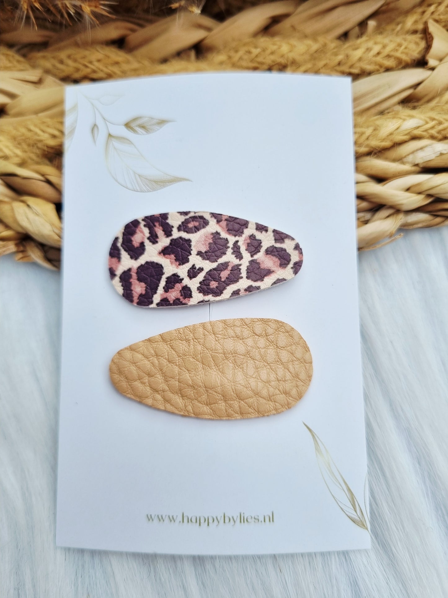 Leatherlook haarspeldjes Pip ovaal