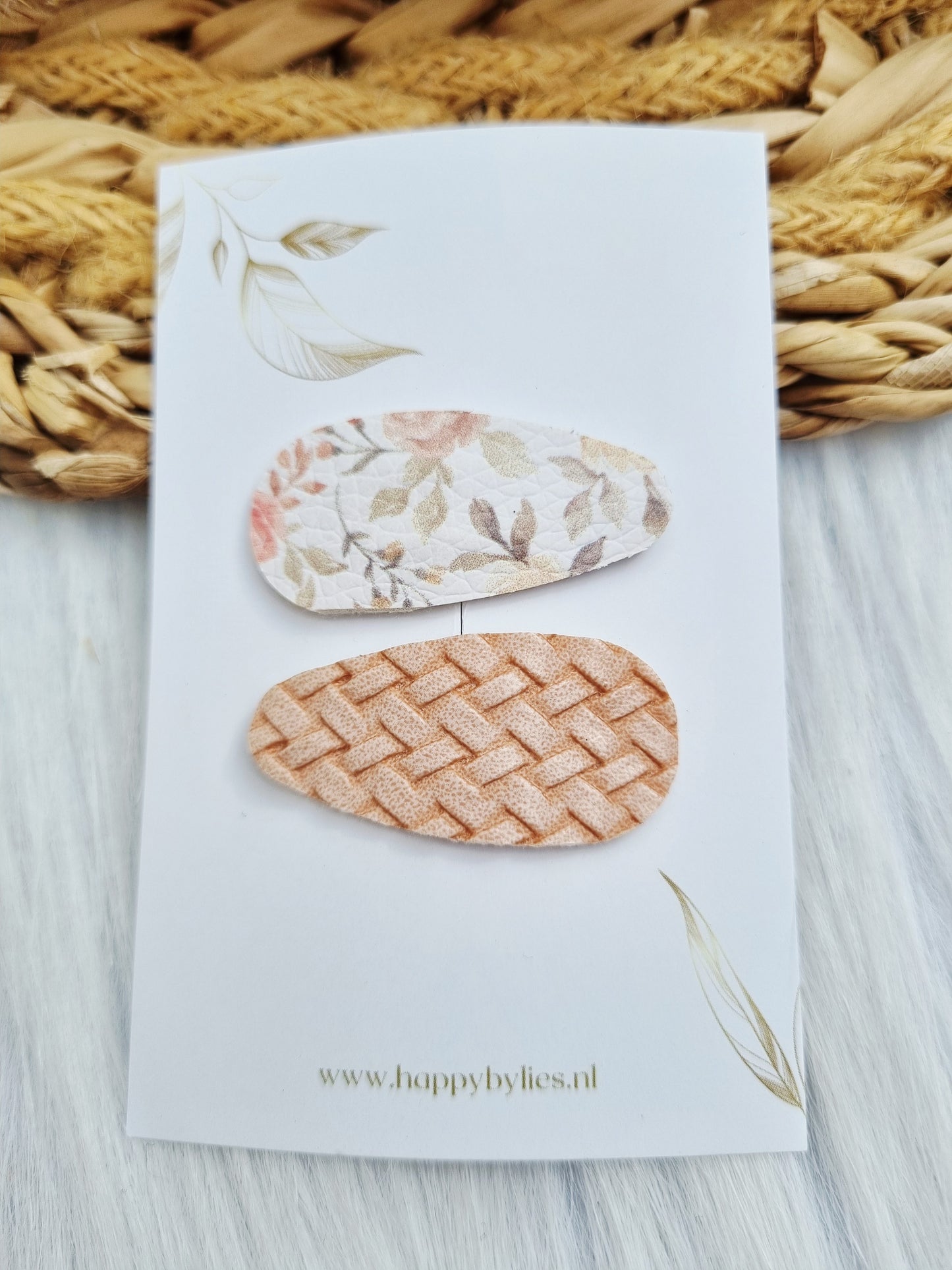 Leatherlook haarspeldjes Joy ovaal