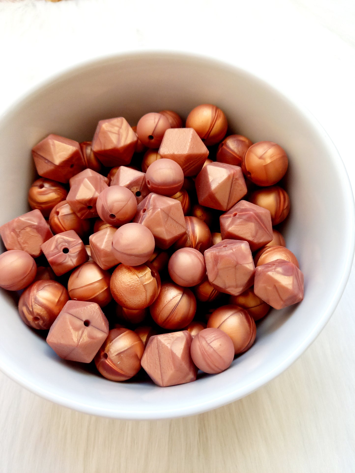 Siliconen kralen brons diy, ronde kralen, hexagon kralen