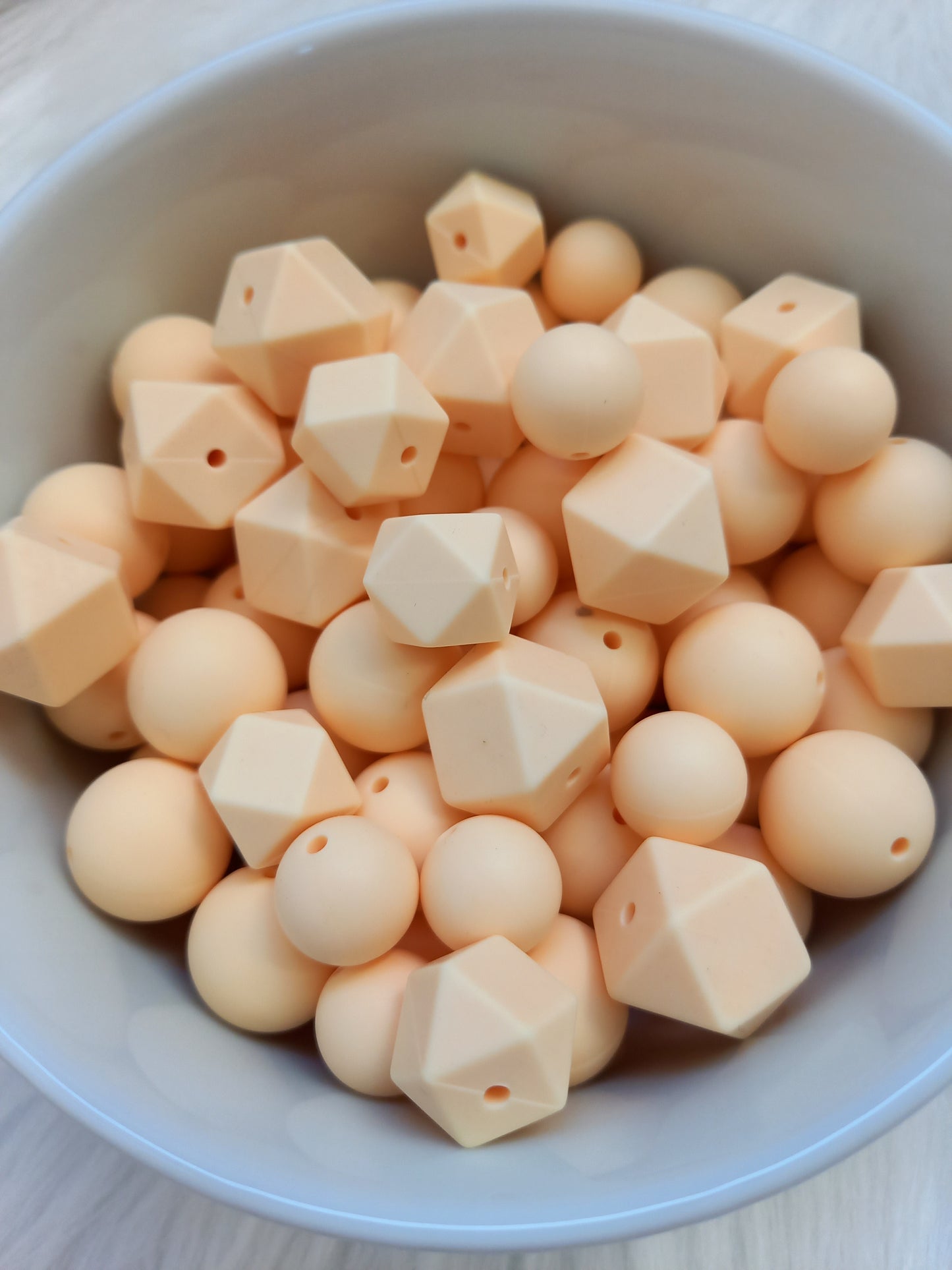 Siliconen kralen vanille, diy, ronde kralen, hexagon kralen