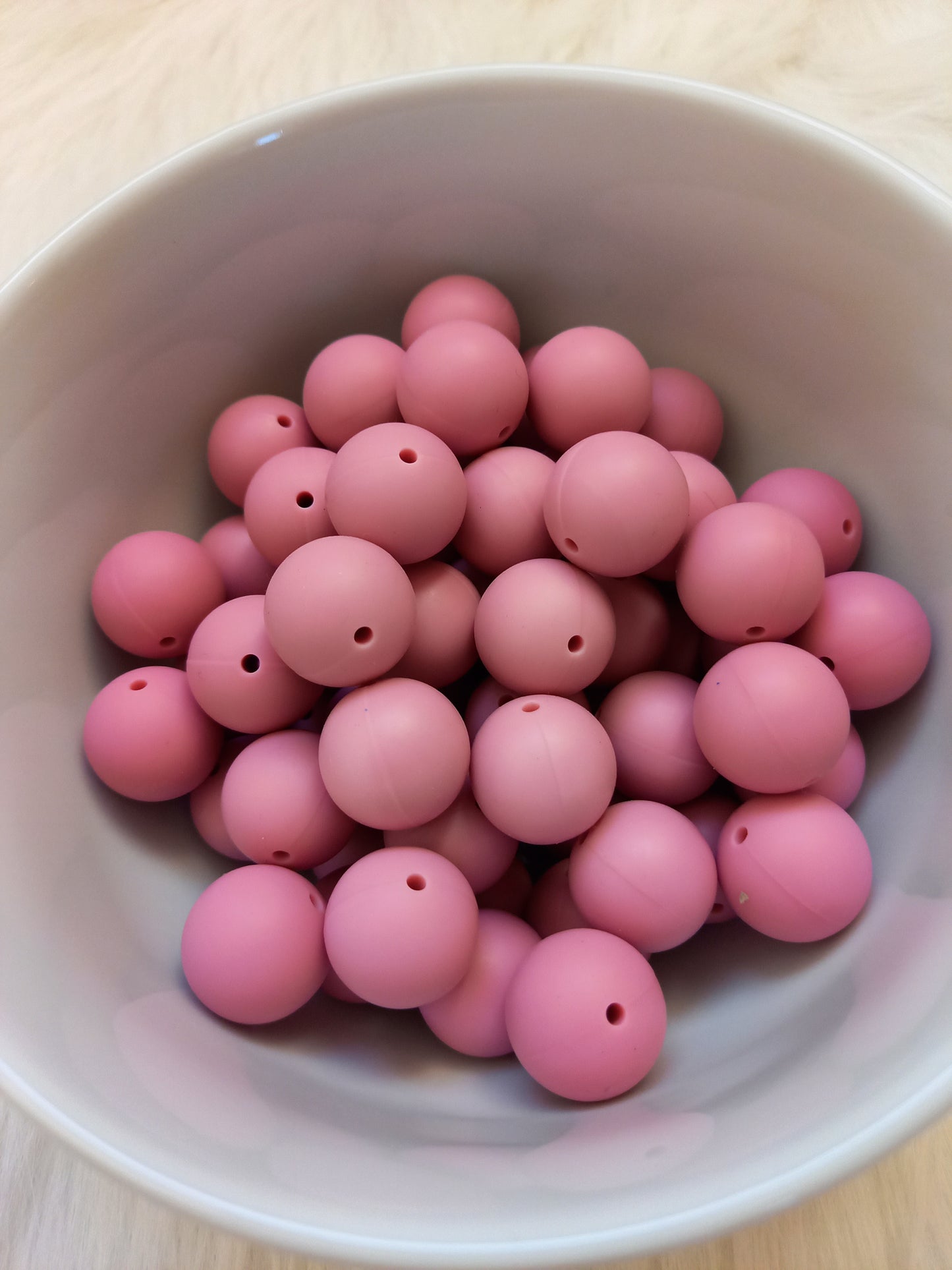 Siliconen kralen dusty rose, diy, ronde kralen, hexagon kralen