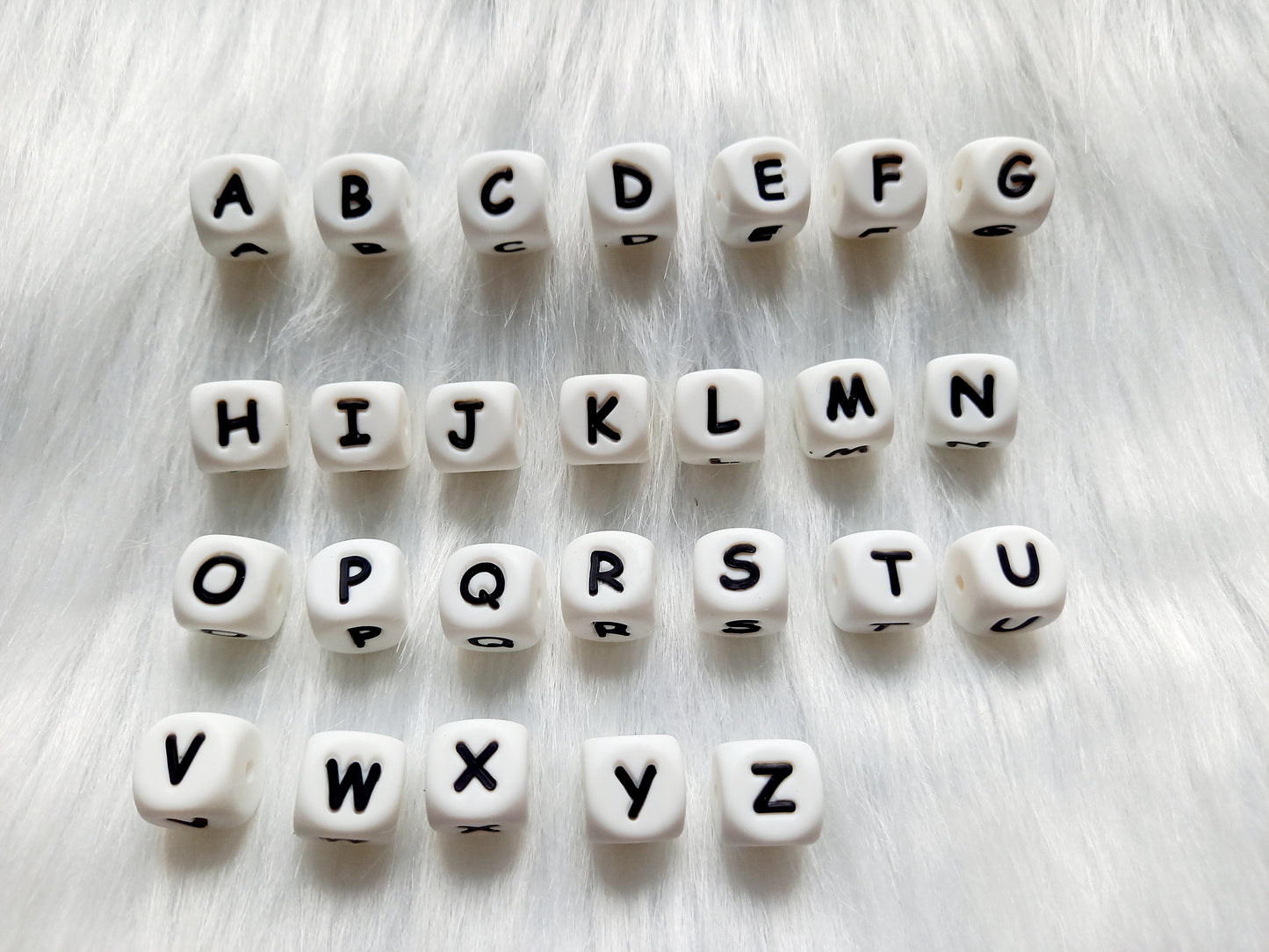 Witte siliconen letter kralen, diy, bpa vrij