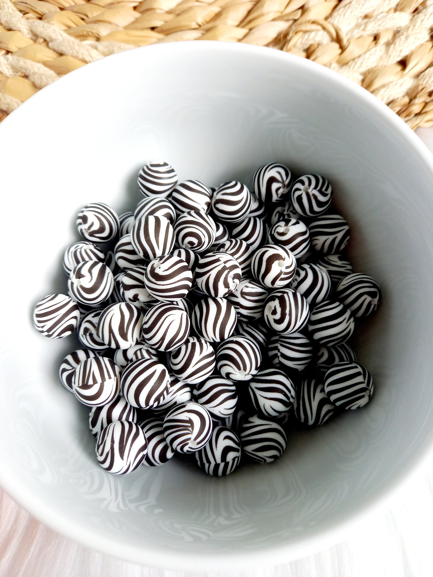 Siliconen kralen zebra, diy, ronde kralen, hexagon kralen