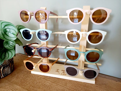 Houten zonnebrillen display