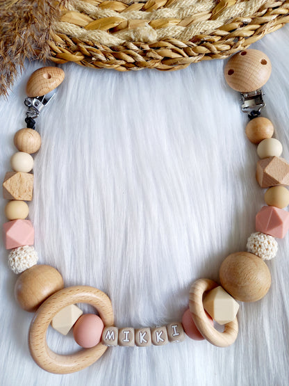 Wagenspanner Beuken met naam (kies je kleuren zelf) beige/blush