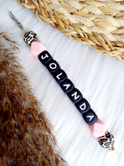 Sleutelhanger (kies je kleuren zelf) leopard/babypink 