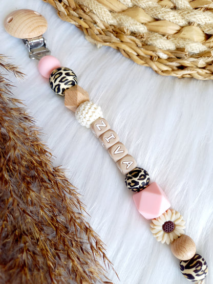 Speenkoord daisy (kies je kleuren zelf) babypink, leopard
