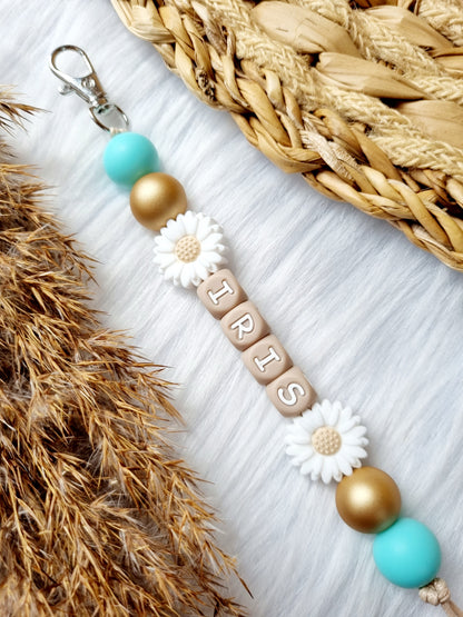 Sleutelhanger daisy 2 bloemen kies je kleuren zelf 
