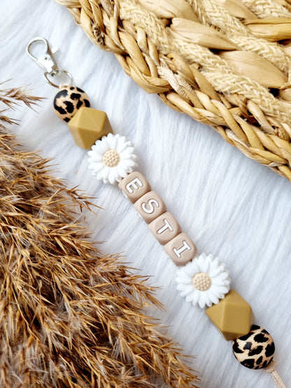 Sleutelhanger daisy 2 bloemen kies je kleuren zelf 