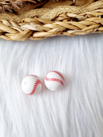Siliconen kralen bal baseball wit