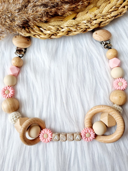 Wagenspanner daisy babypink met naam