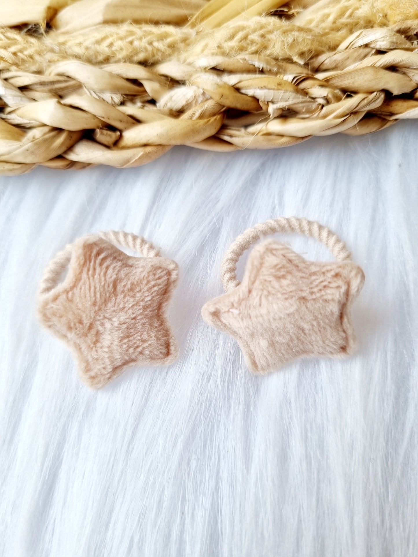 mini haar elastiekjes ster teddy beige