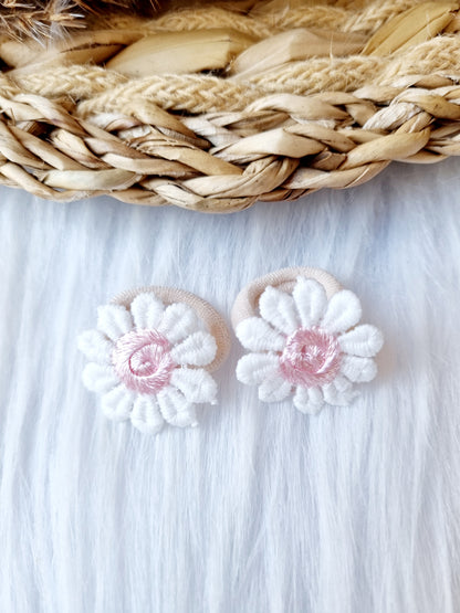 Mini haar elastiekjes madelief 2 stuks roze