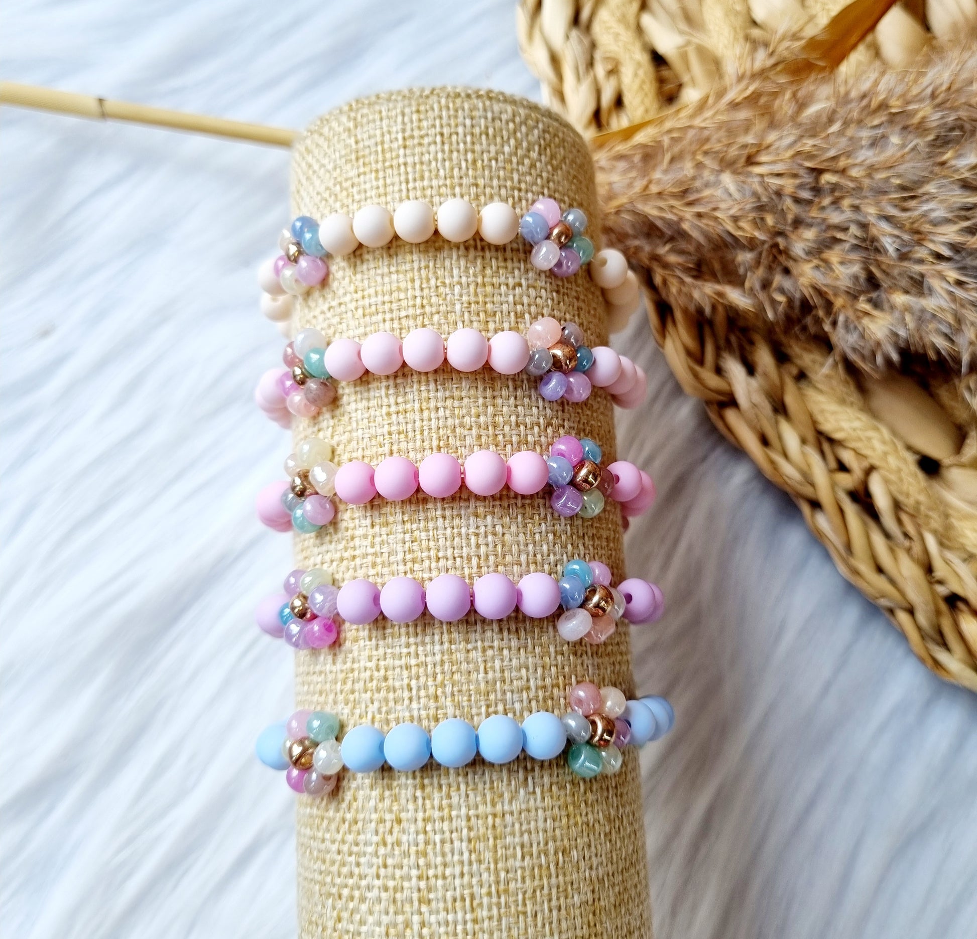 Kinder armband Daisy pastel