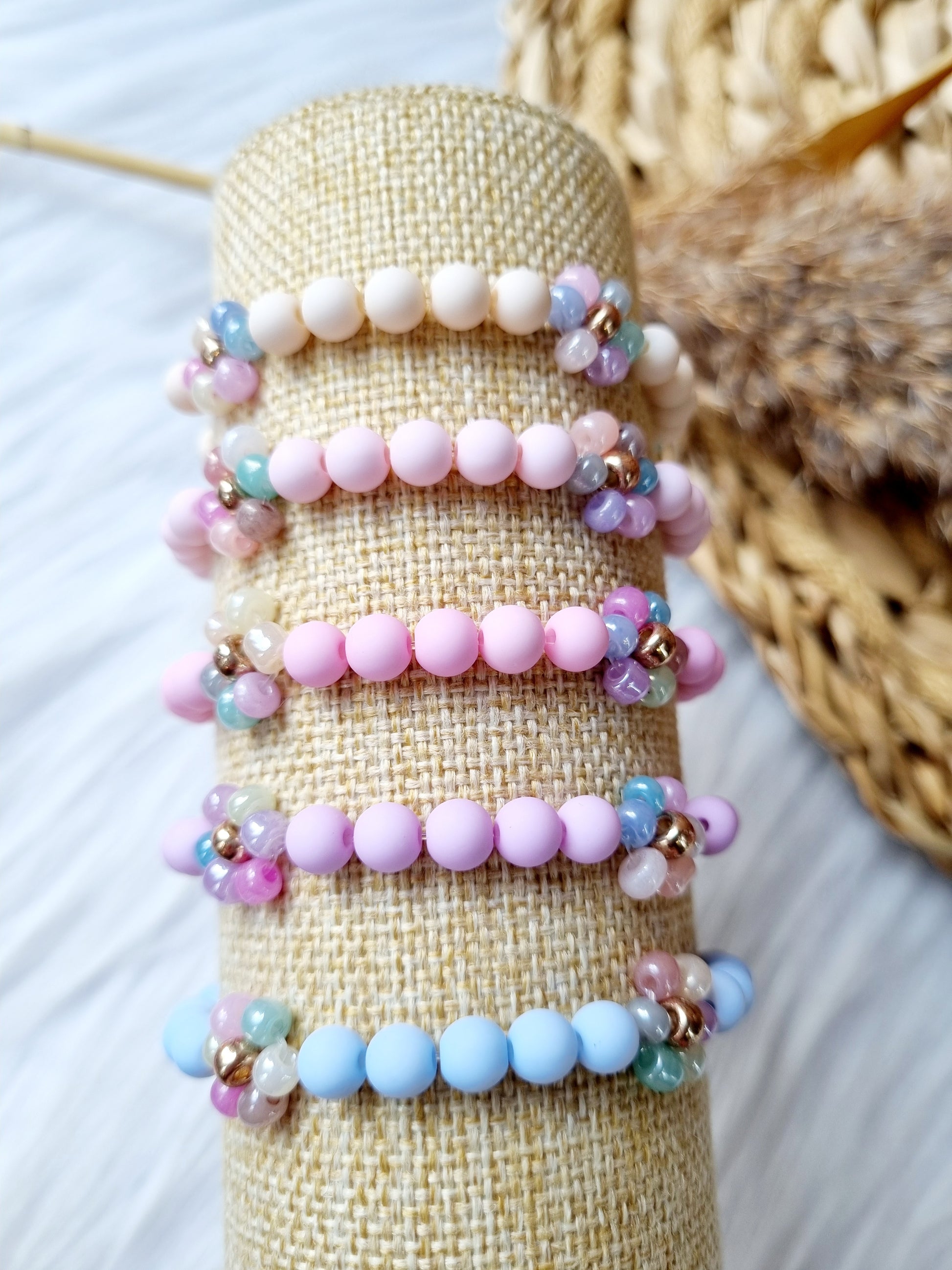 Kinder armband Daisy pastel