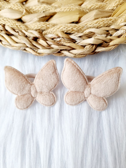 mini elastiekjes vlinder bont 2stuks  beige