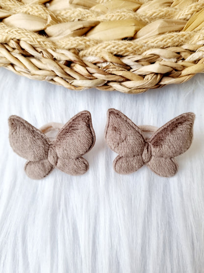 mini elastiekjes vlinder bont 2stuks  taupe