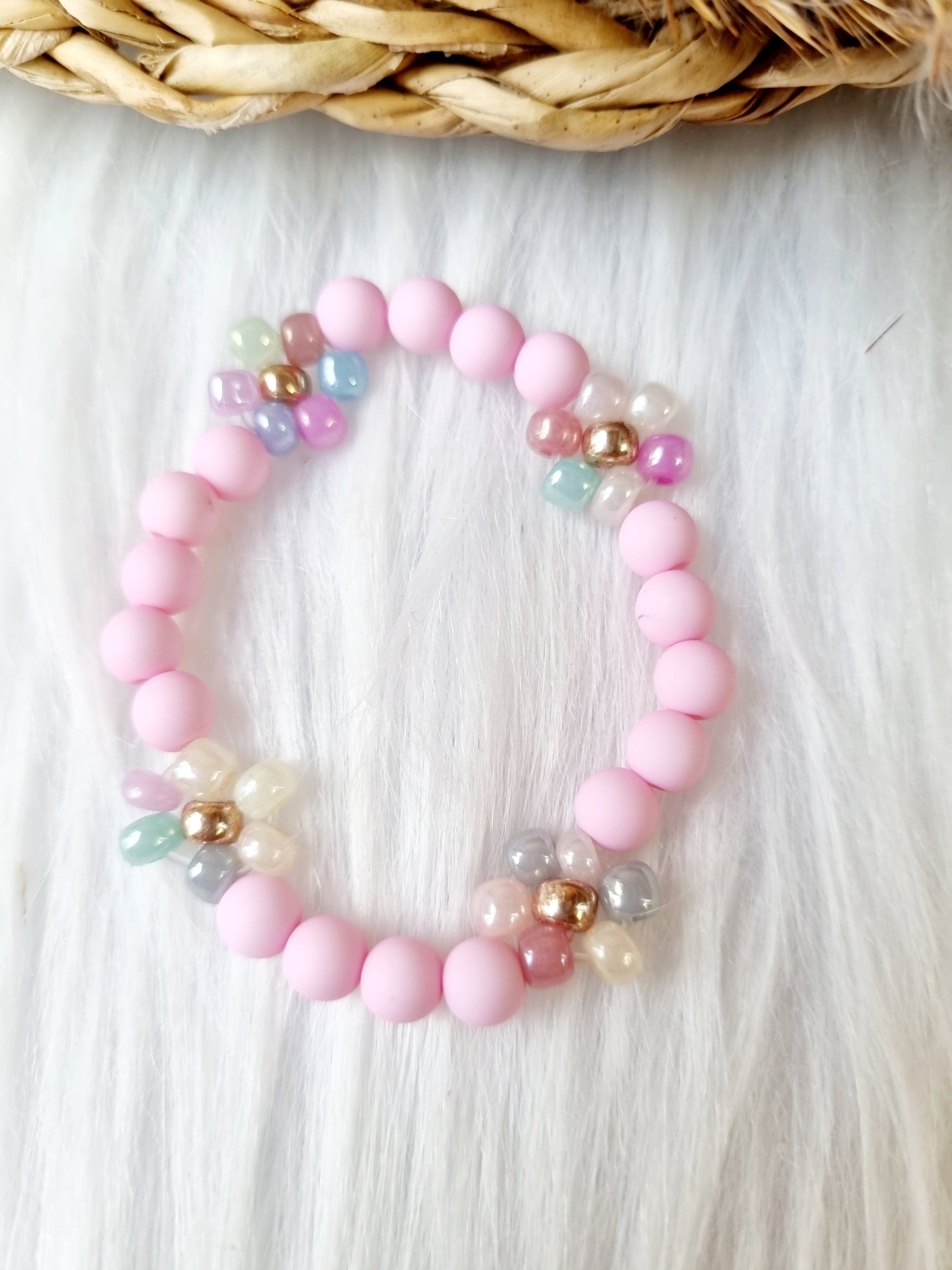 Kinder armband Daisy pastel roze