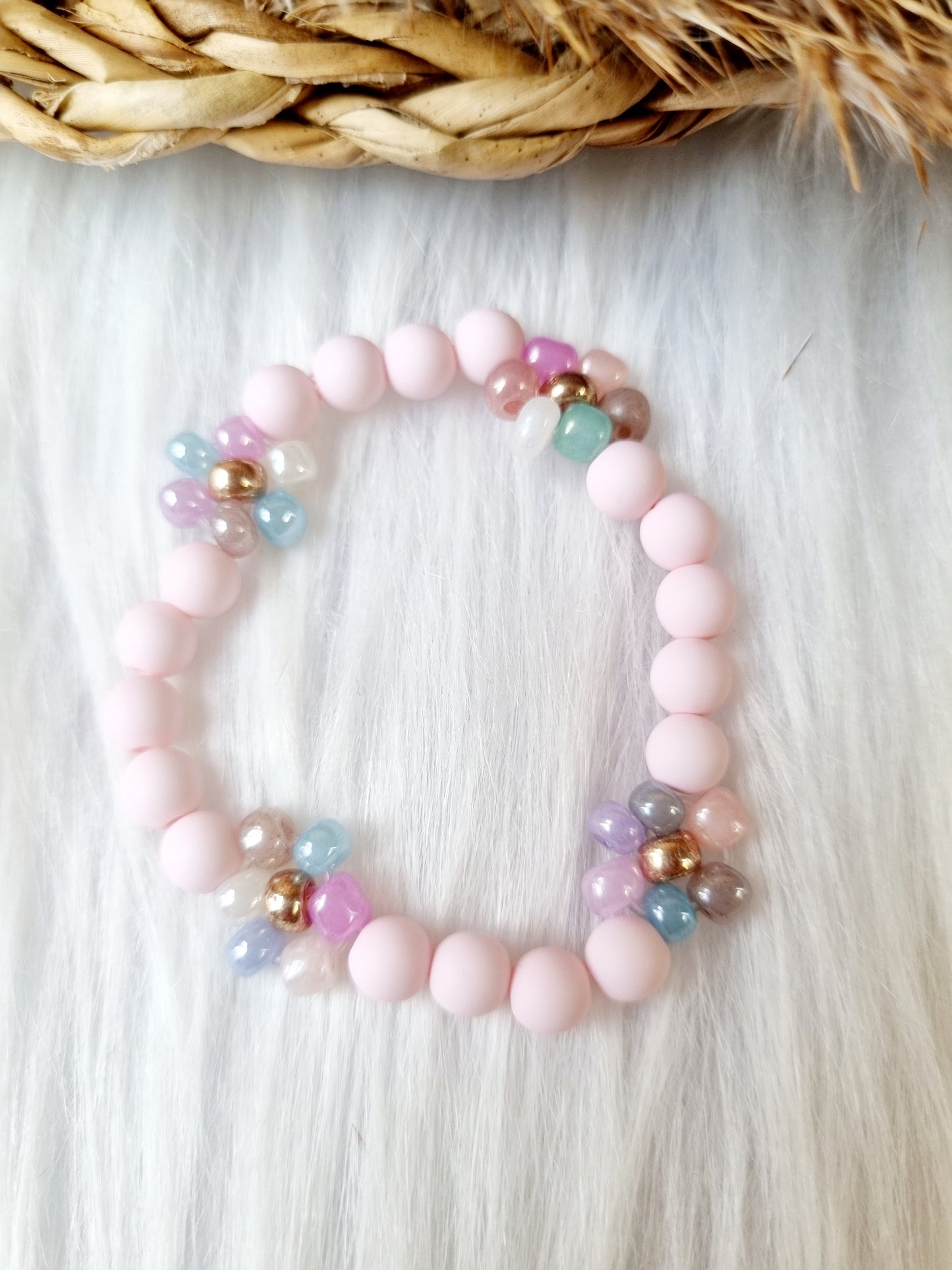 Kinder armband Daisy pastel light pink