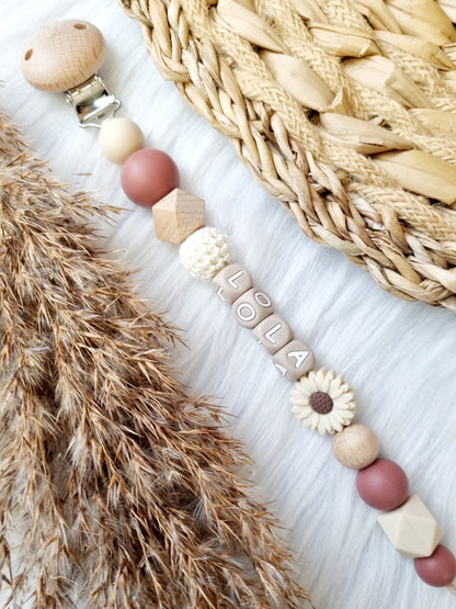 Speenkoord met naam daisy Kies je kleuren zelf 
Woodchuck, beige