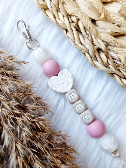 Sleutelhanger met naam hart offwhite 