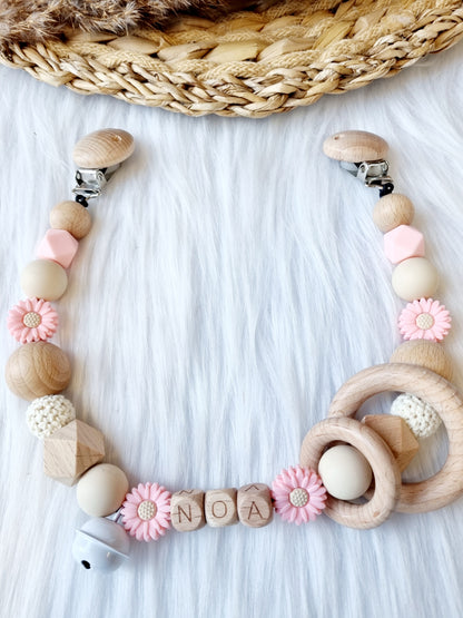 Wagenspanner daisy babypink met naam