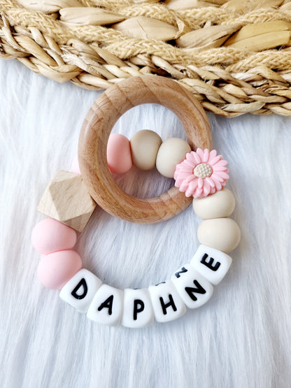 Bijtring daisy babypink 