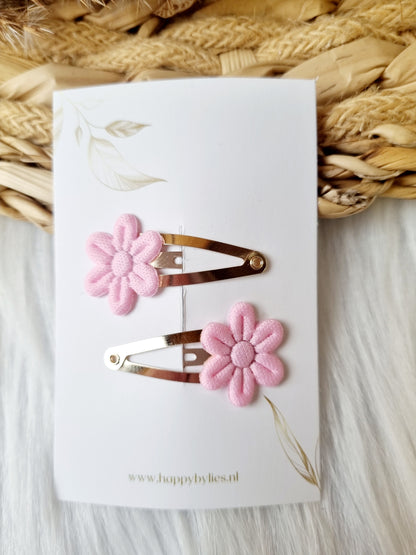 Haarspeldje Bloem soft 2 stuks roze
