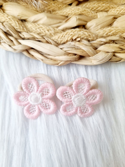 Mini haar elastiekjes Cherry blossom 2 stuks roze