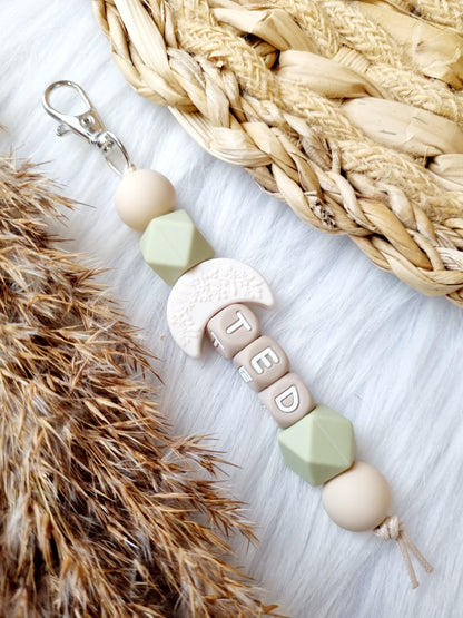 Sleutelhanger maan 
Beige, sage