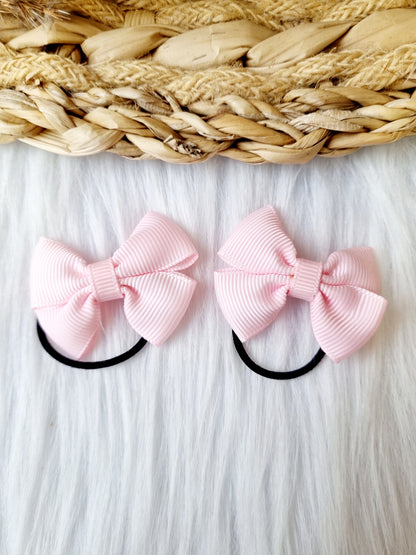 Haar elastiekje strik (lint) Fayen 2 stuks light pink