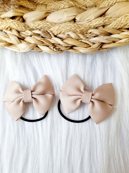 Haar elastiekje strik (lint) Fayen 2 stuks beige