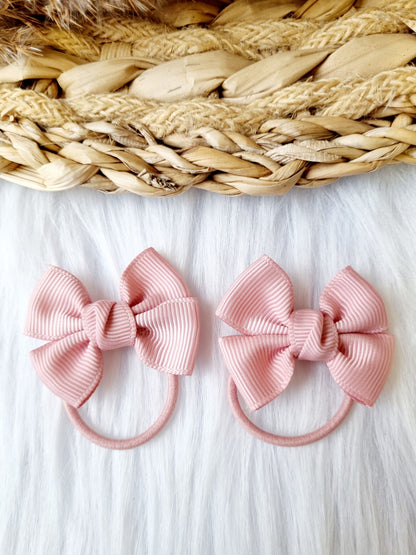 Haar elastiekje strik (lint) janna 2 stuks blush