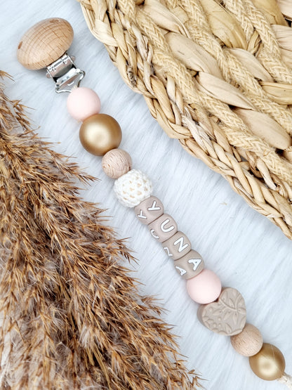 Speenkoord hart klei
Babypink, goud